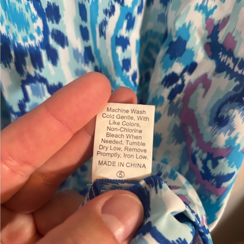 Boho Paisley Flutter Sleeve V-Neck Blouse Top Blue Pink Size Large - Picture 6 of 8